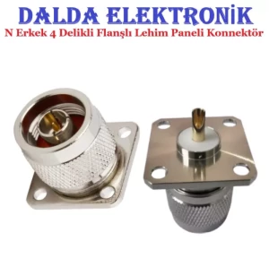 N Erkek 4 Delikli Flanşlı Lehim Paneli Konnektör
