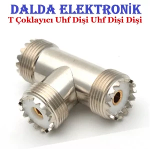 Uhf T Çoklayıcı 3 Yollu Dişi PL-259 Koaksiyel Adaptör SO239