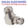 Bnc Erkek Sl16 Uhf Dişi Sağ Açı 90 Derece Konnektör