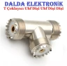 Uhf T Çoklayıcı 3 Yollu Dişi PL-259 Koaksiyel Adaptör SO239